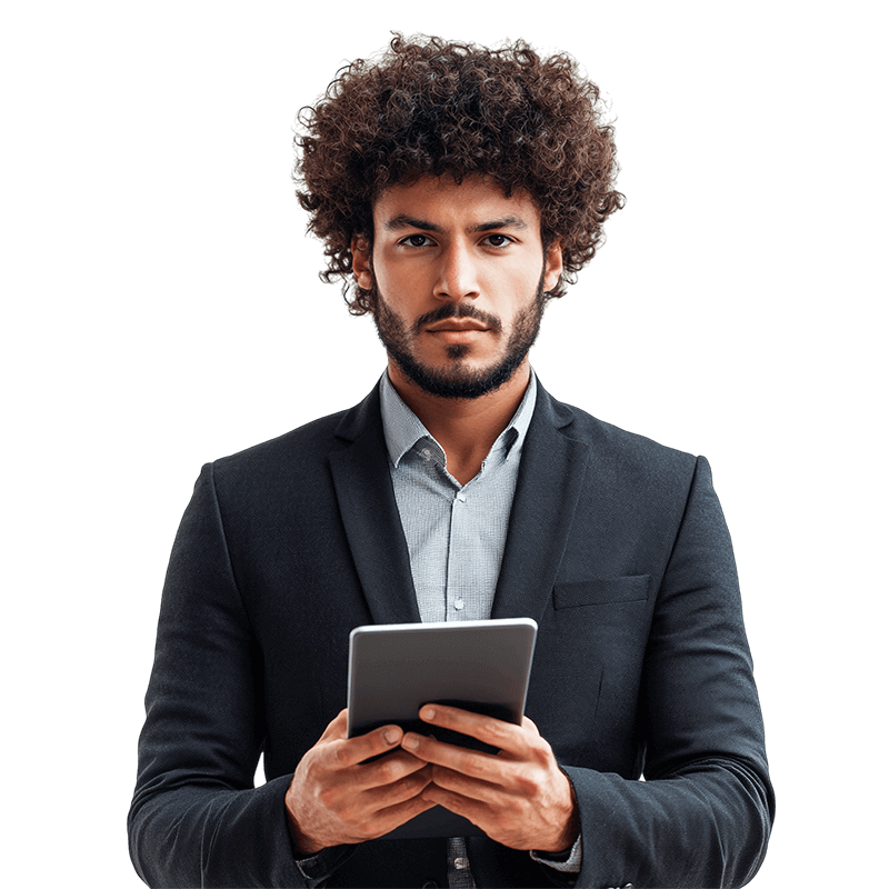 Profissional de tecnologia com tablet